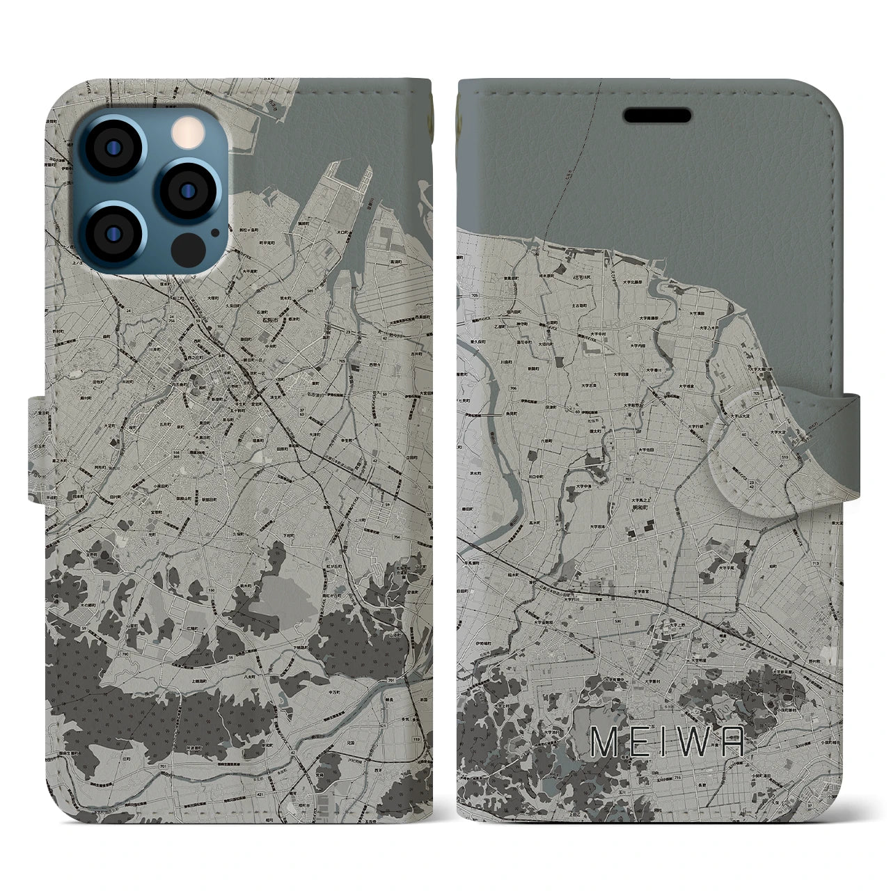 【明和(三重県)】地図柄iPhoneケース(手帳タイプ)