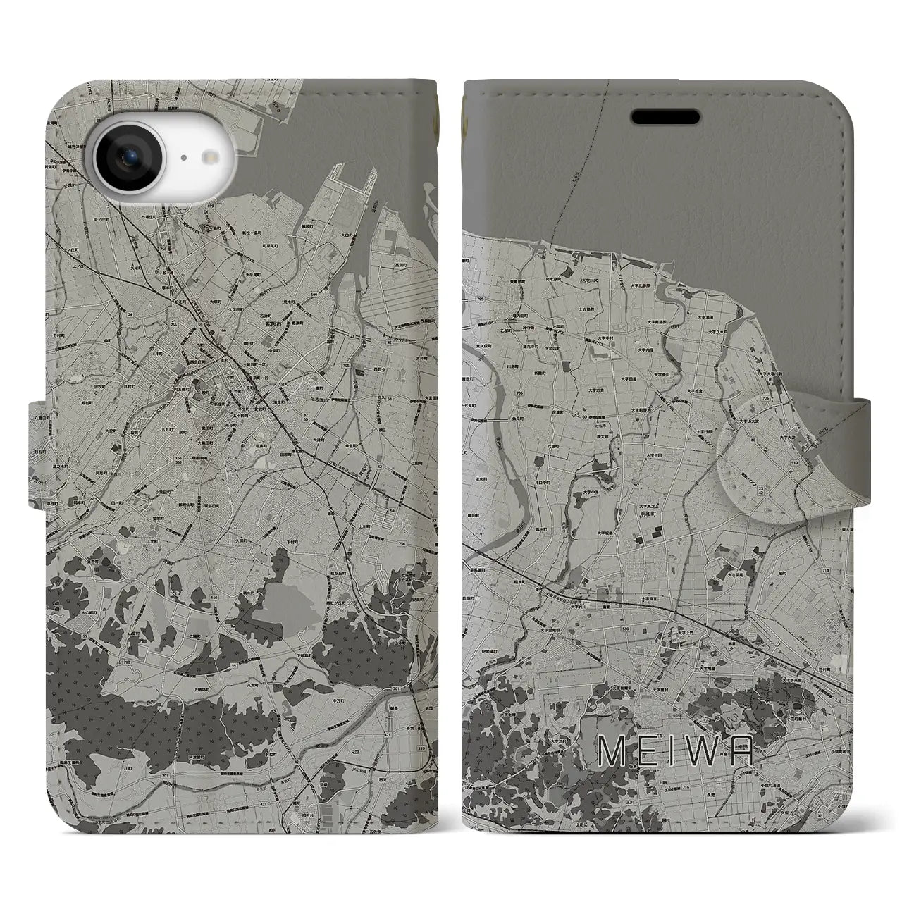 【明和(三重県)】地図柄iPhoneケース(手帳タイプ)