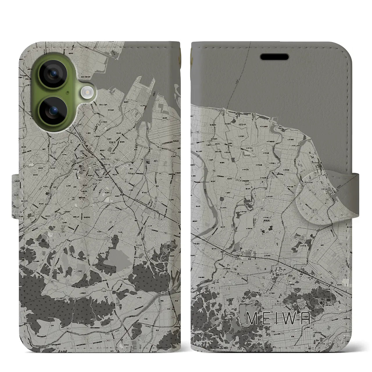 【明和(三重県)】地図柄iPhoneケース(手帳タイプ)