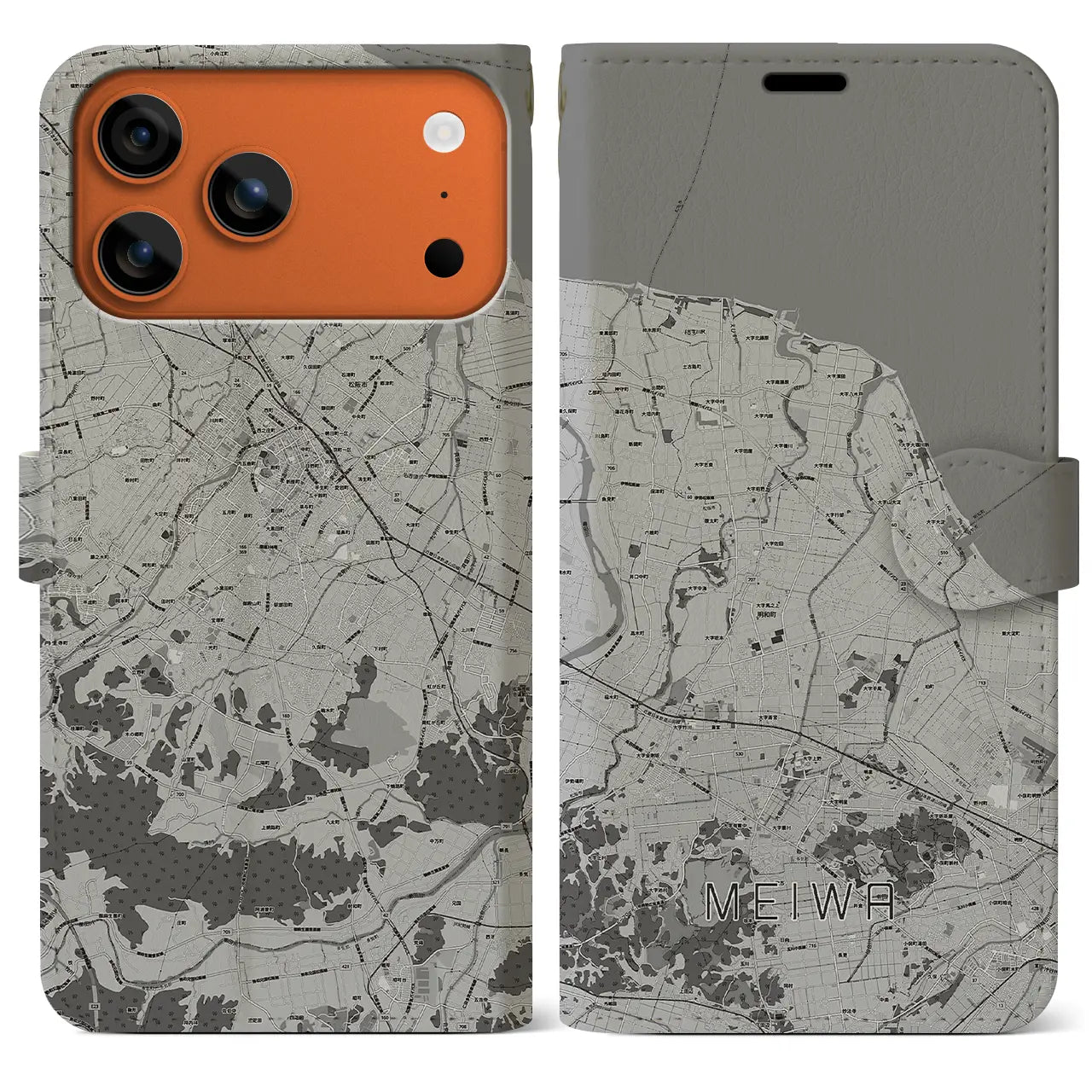 【明和(三重県)】地図柄iPhoneケース(手帳タイプ)