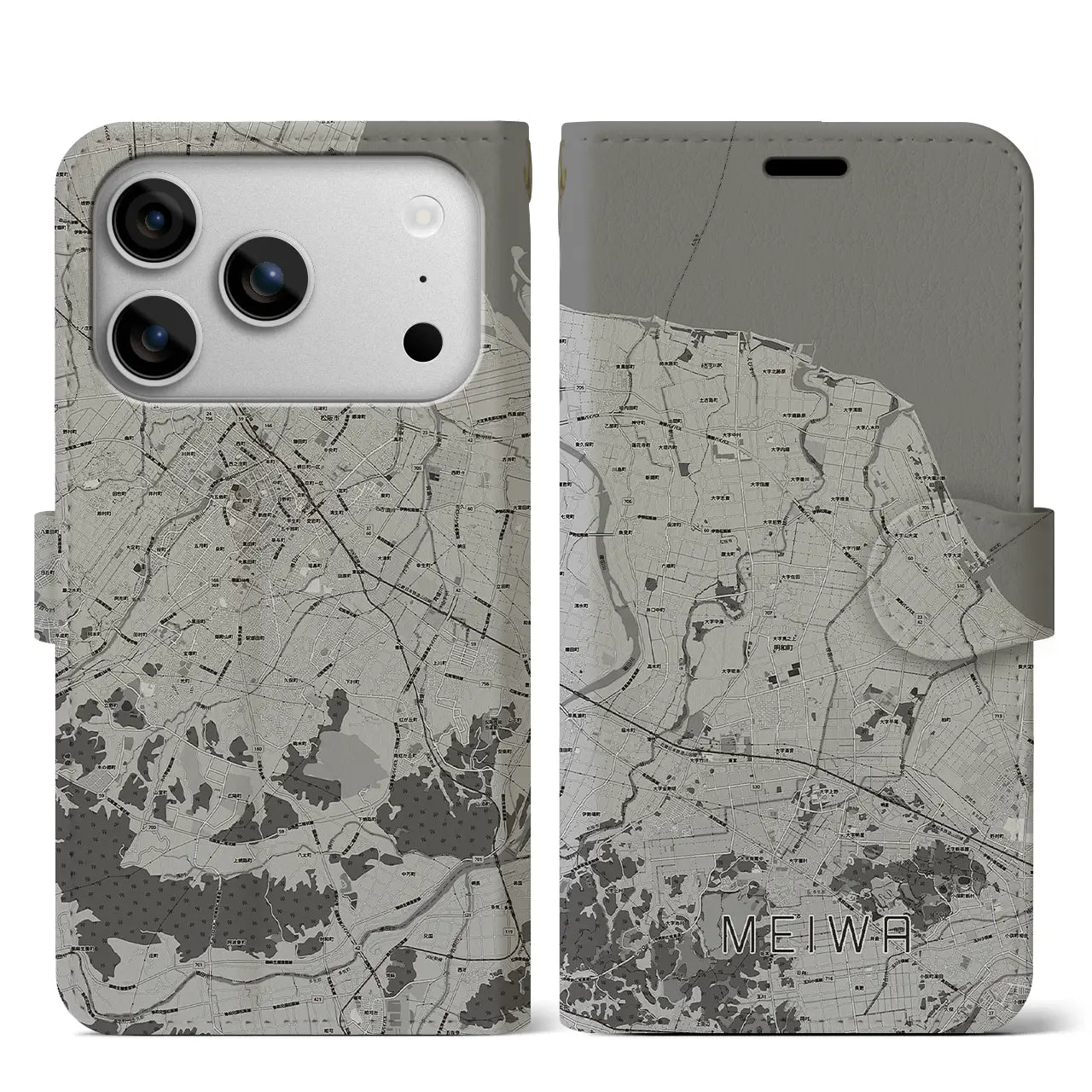 【明和(三重県)】地図柄iPhoneケース(手帳タイプ)