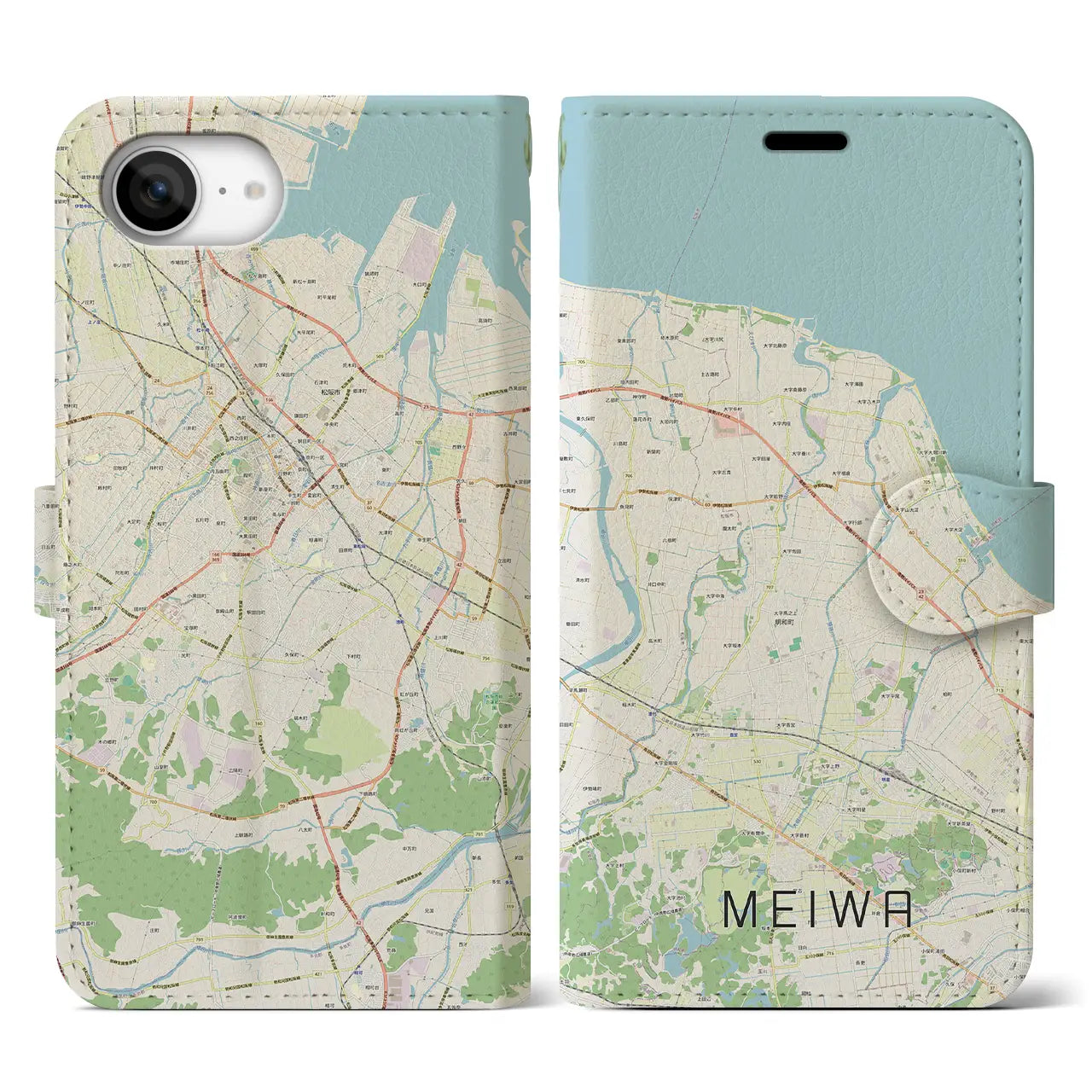【明和(三重県)】地図柄iPhoneケース(手帳タイプ)