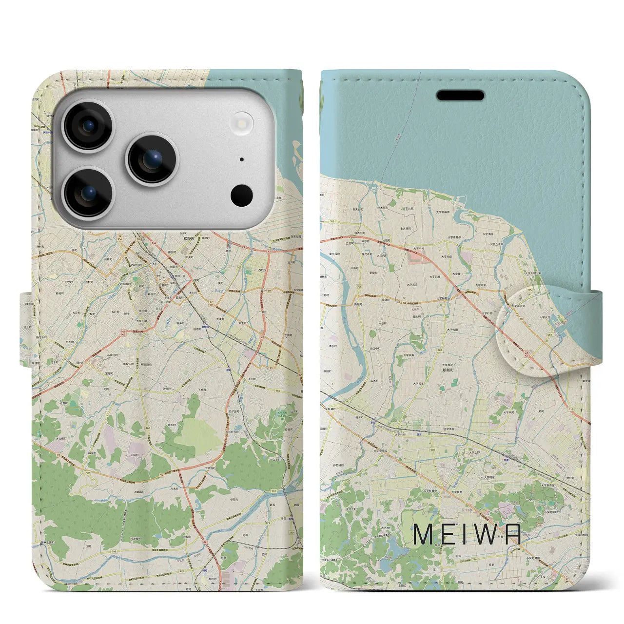 【明和(三重県)】地図柄iPhoneケース(手帳タイプ)