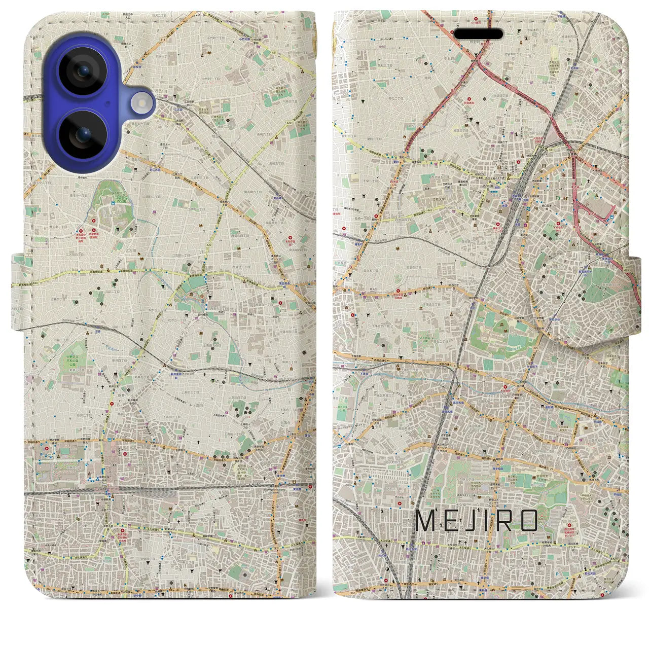 【目白(東京都)】地図柄iPhoneケース(手帳タイプ)ナチュラル・iPhone 16 Pro Max 用