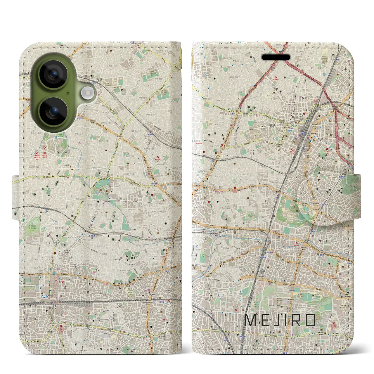 【目白(東京都)】地図柄iPhoneケース(手帳タイプ)モノトーン・iPhone 17 Pro Max 用