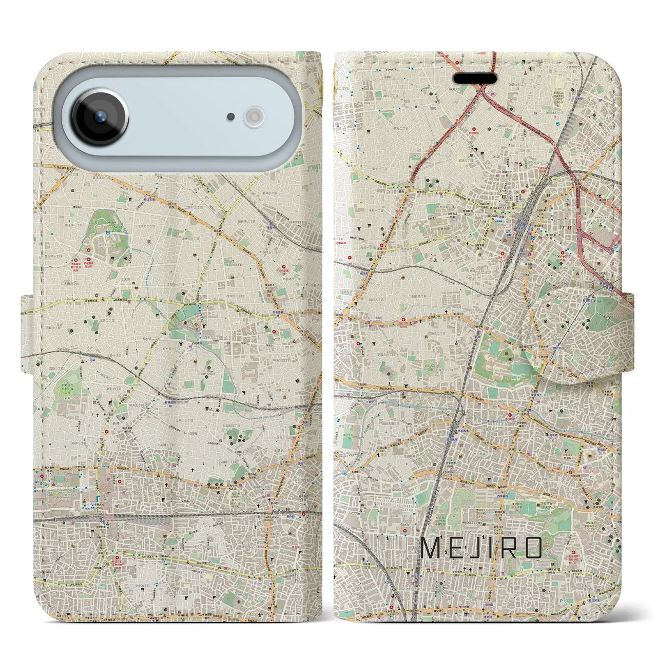 【目白(東京都)】地図柄iPhoneケース(手帳タイプ)ナチュラル・iPhone 17 Pro Max 用
