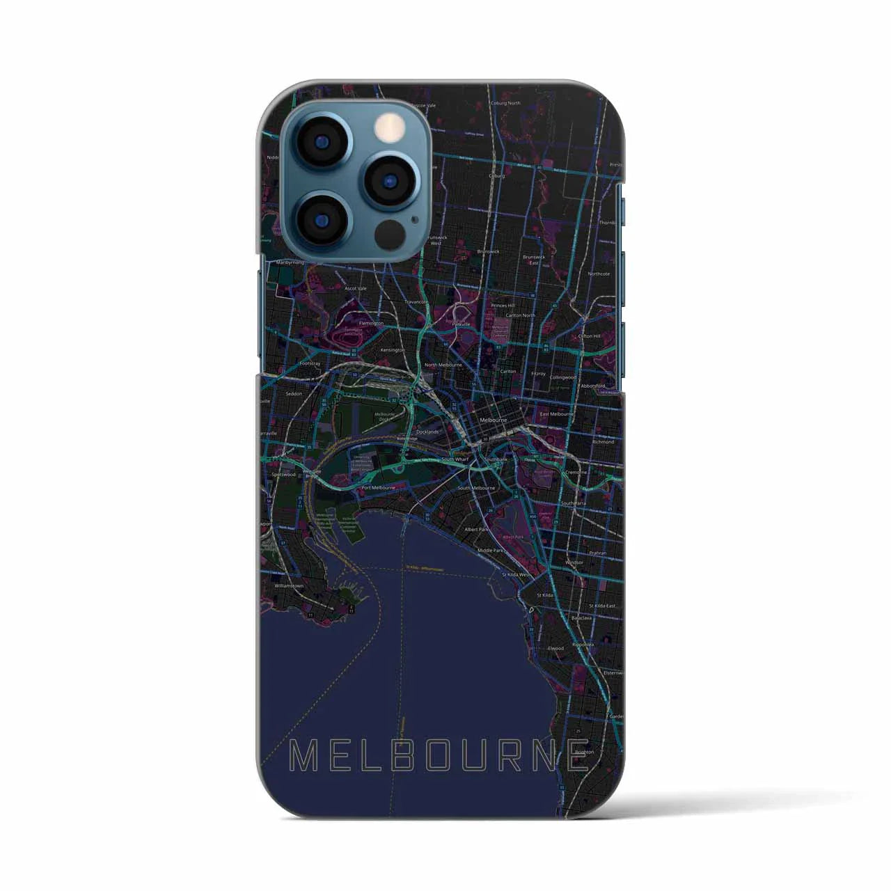 【メルボルン(オーストラリア)】地図柄iPhoneケース(バックカバータイプ)