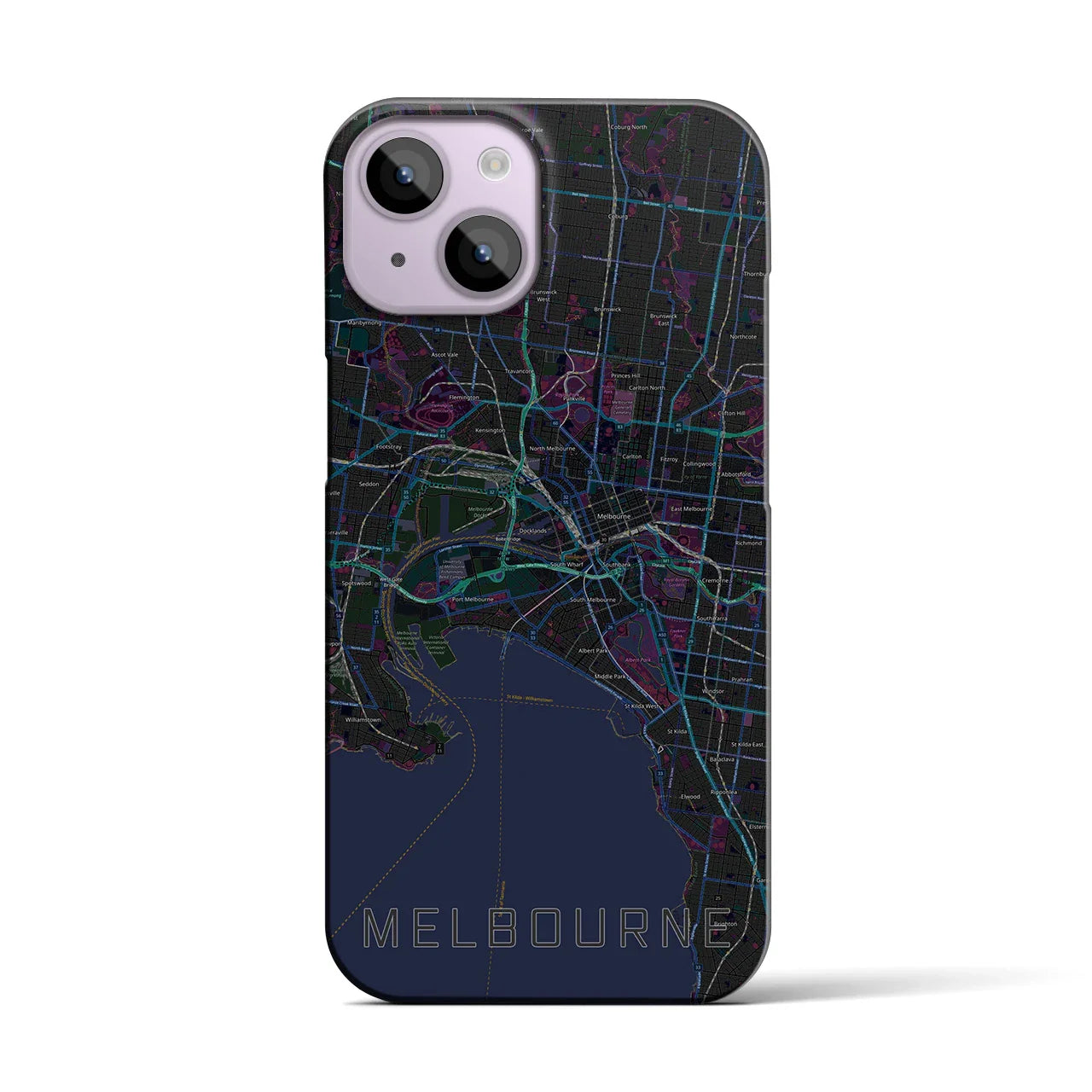 【メルボルン(オーストラリア)】地図柄iPhoneケース(バックカバータイプ)