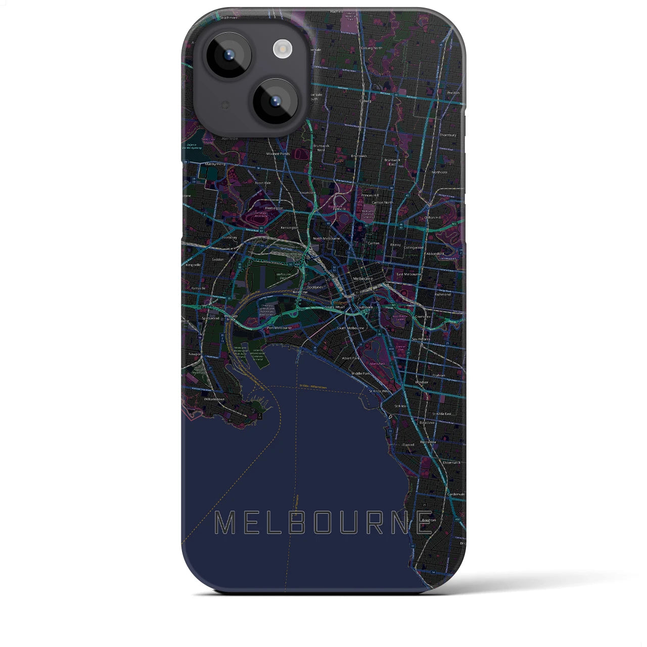 【メルボルン(オーストラリア)】地図柄iPhoneケース(バックカバータイプ)