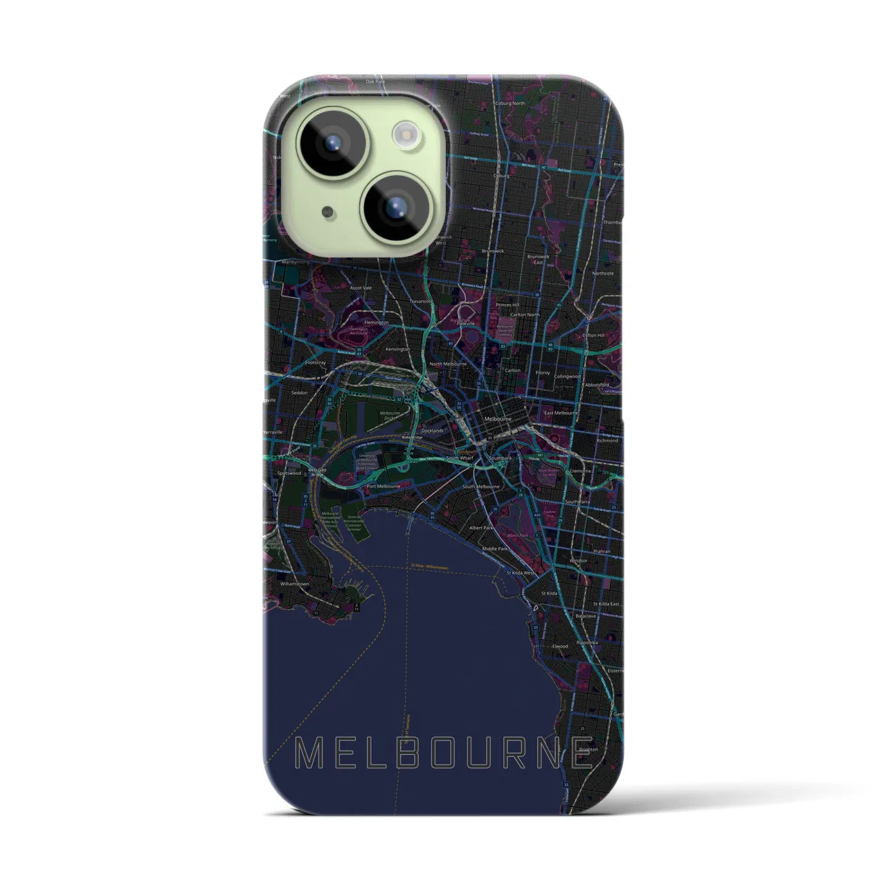 【メルボルン(オーストラリア)】地図柄iPhoneケース(バックカバータイプ)