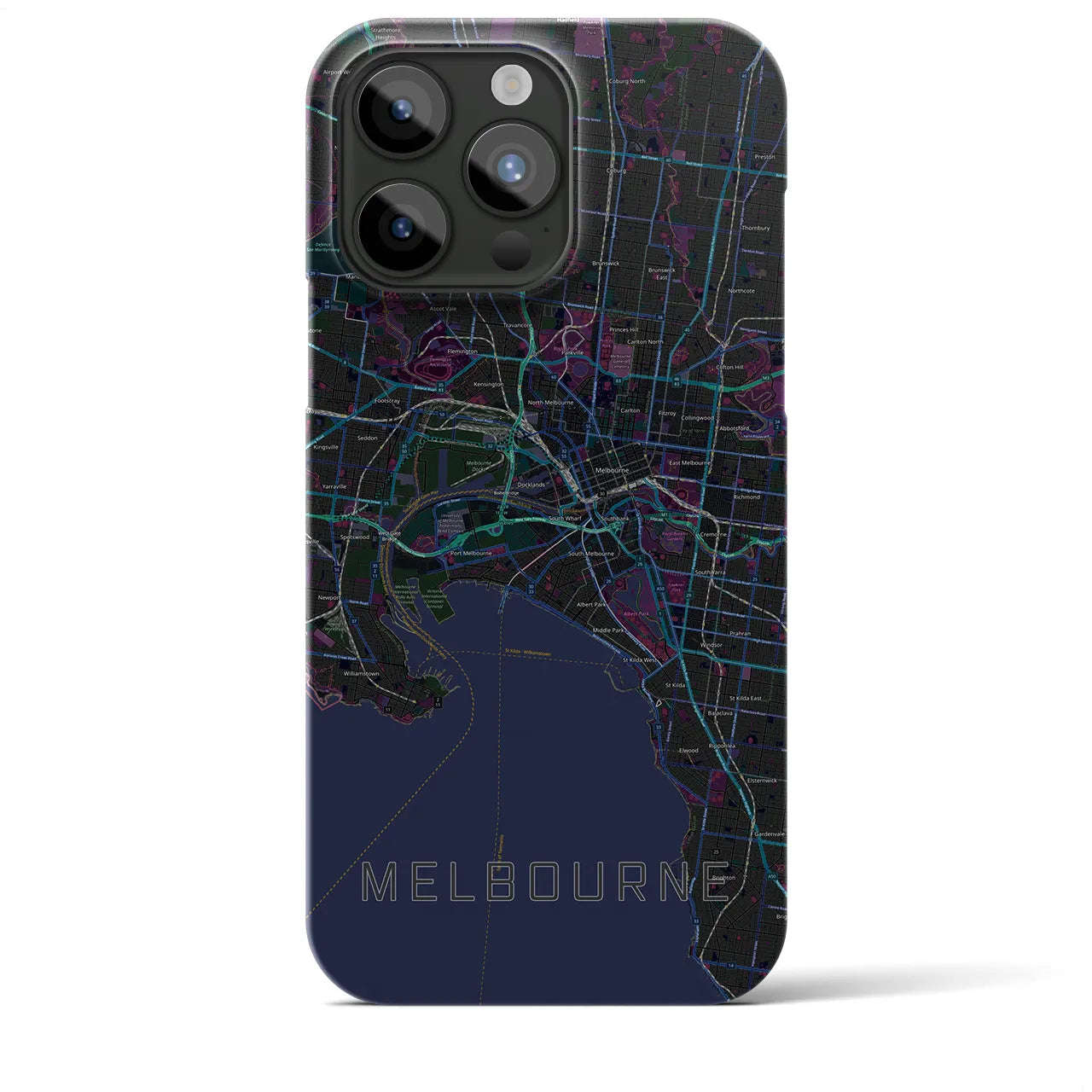 【メルボルン(オーストラリア)】地図柄iPhoneケース(バックカバータイプ)