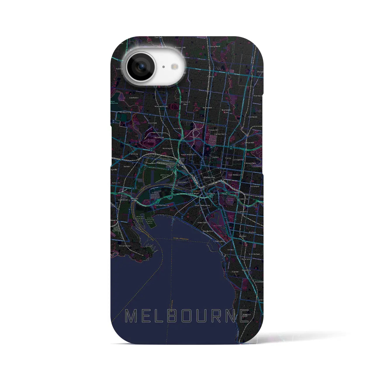 【メルボルン(オーストラリア)】地図柄iPhoneケース(バックカバータイプ)