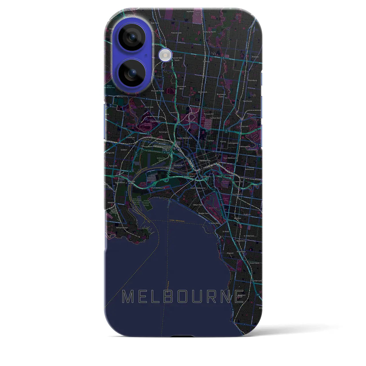 【メルボルン(オーストラリア)】地図柄iPhoneケース(バックカバータイプ)