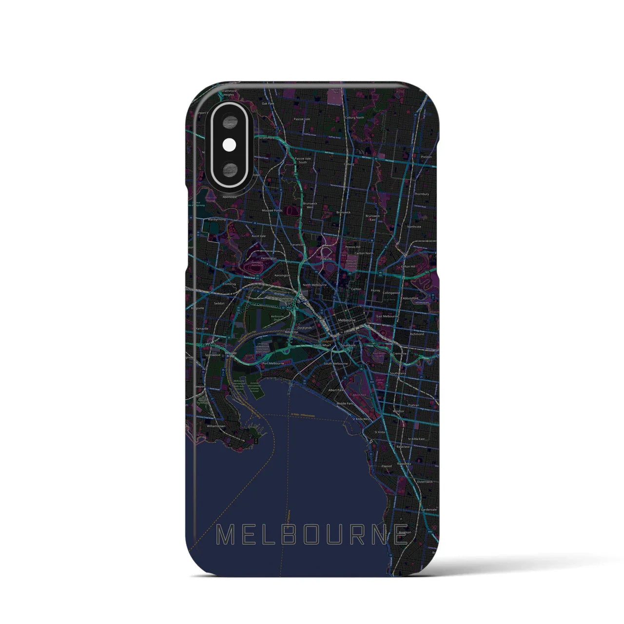 【メルボルン(オーストラリア)】地図柄iPhoneケース(バックカバータイプ)