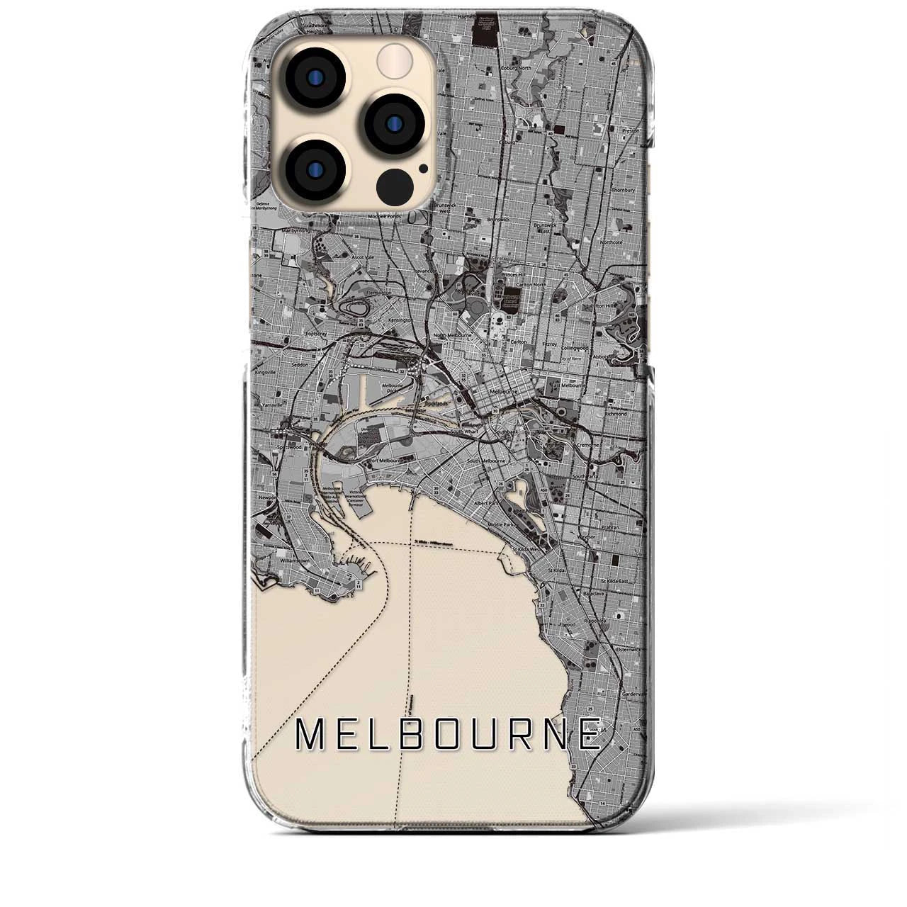 【メルボルン(オーストラリア)】地図柄iPhoneケース(クリアタイプ)