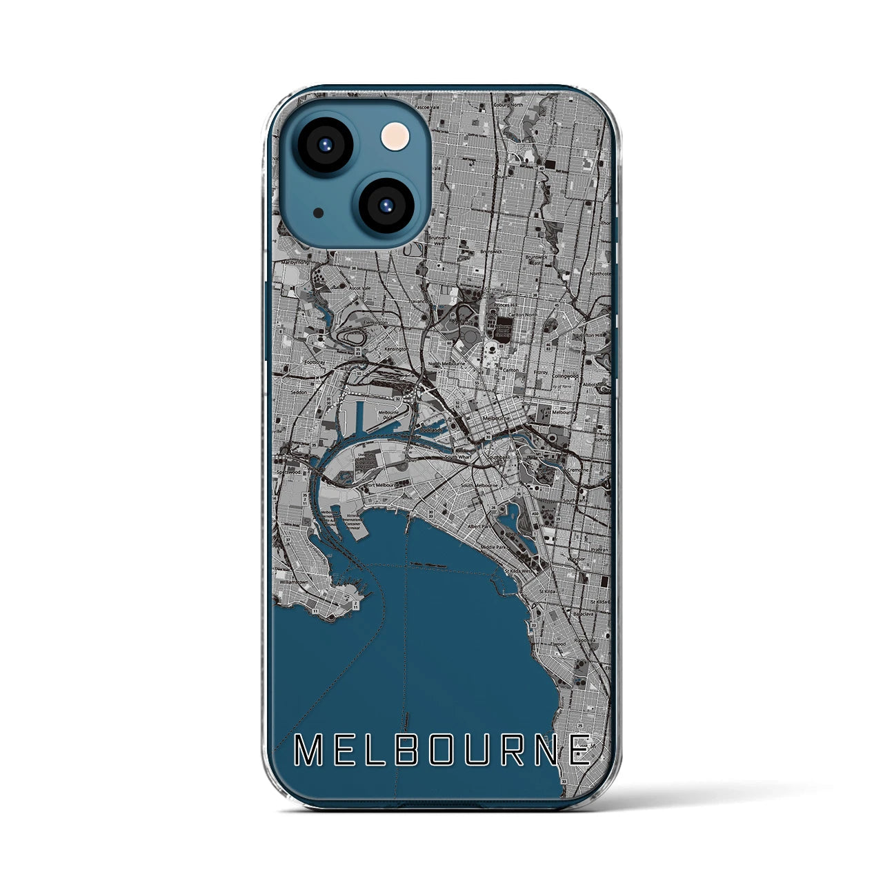 【メルボルン(オーストラリア)】地図柄iPhoneケース(クリアタイプ)