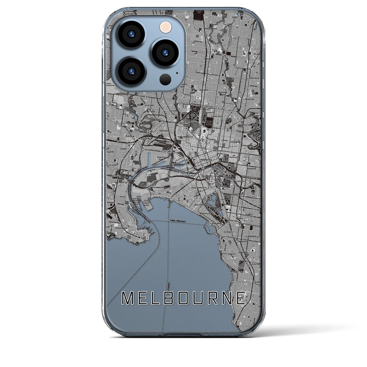【メルボルン(オーストラリア)】地図柄iPhoneケース(クリアタイプ)
