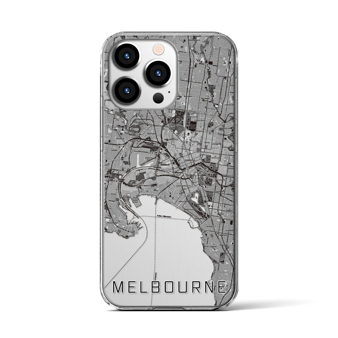【メルボルン(オーストラリア)】地図柄iPhoneケース(クリアタイプ)
