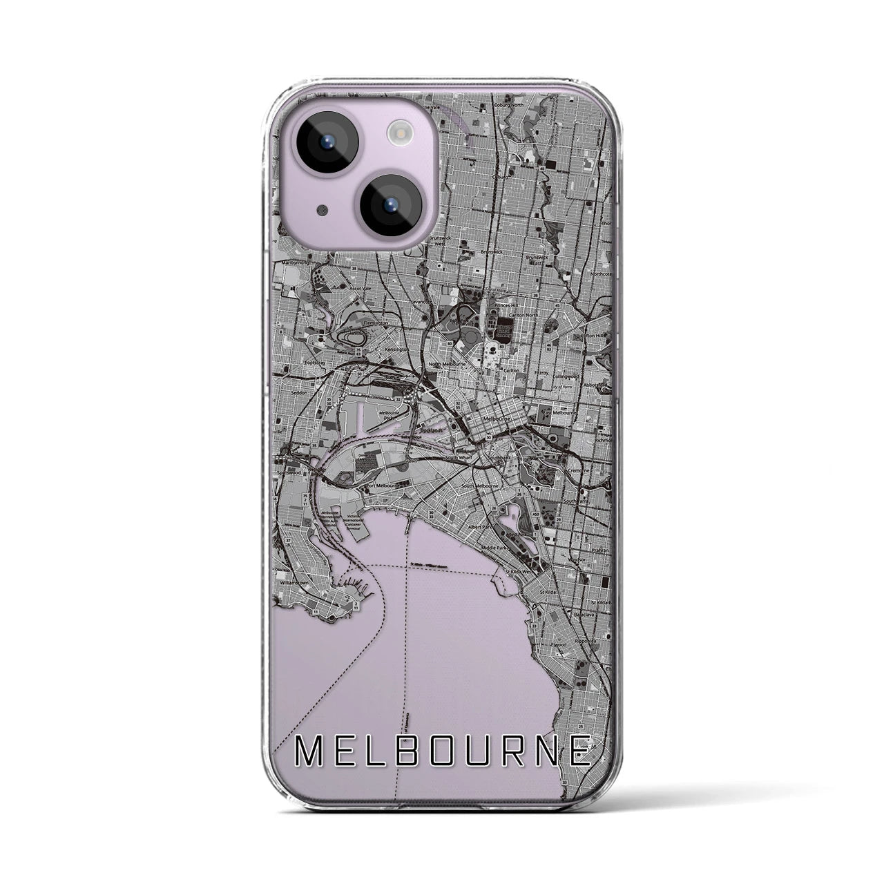 【メルボルン(オーストラリア)】地図柄iPhoneケース(クリアタイプ)