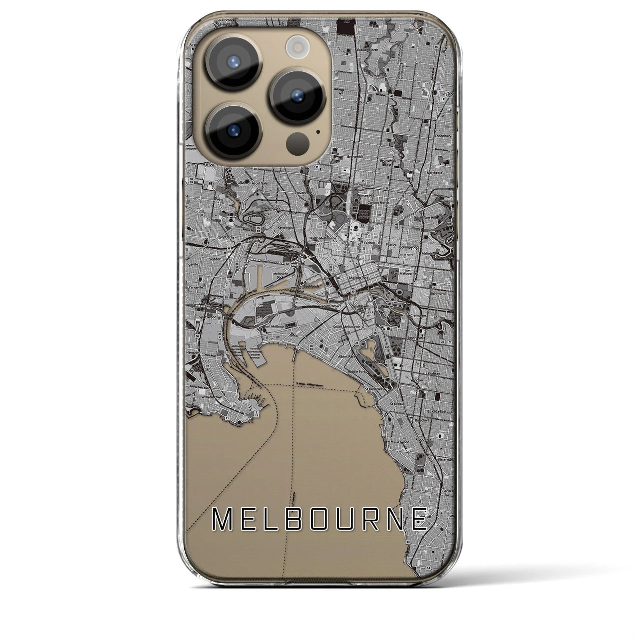 【メルボルン(オーストラリア)】地図柄iPhoneケース(クリアタイプ)