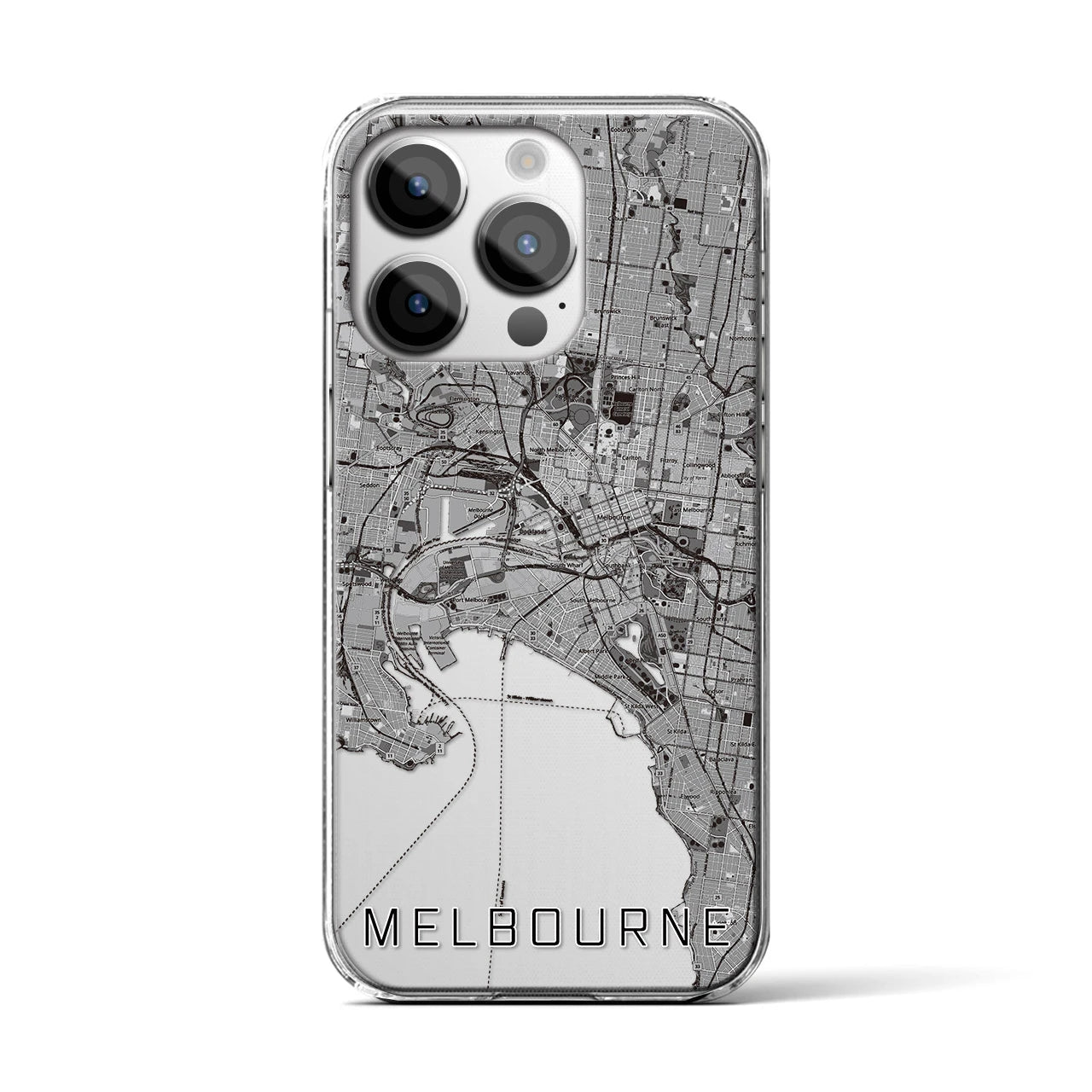 【メルボルン(オーストラリア)】地図柄iPhoneケース(クリアタイプ)