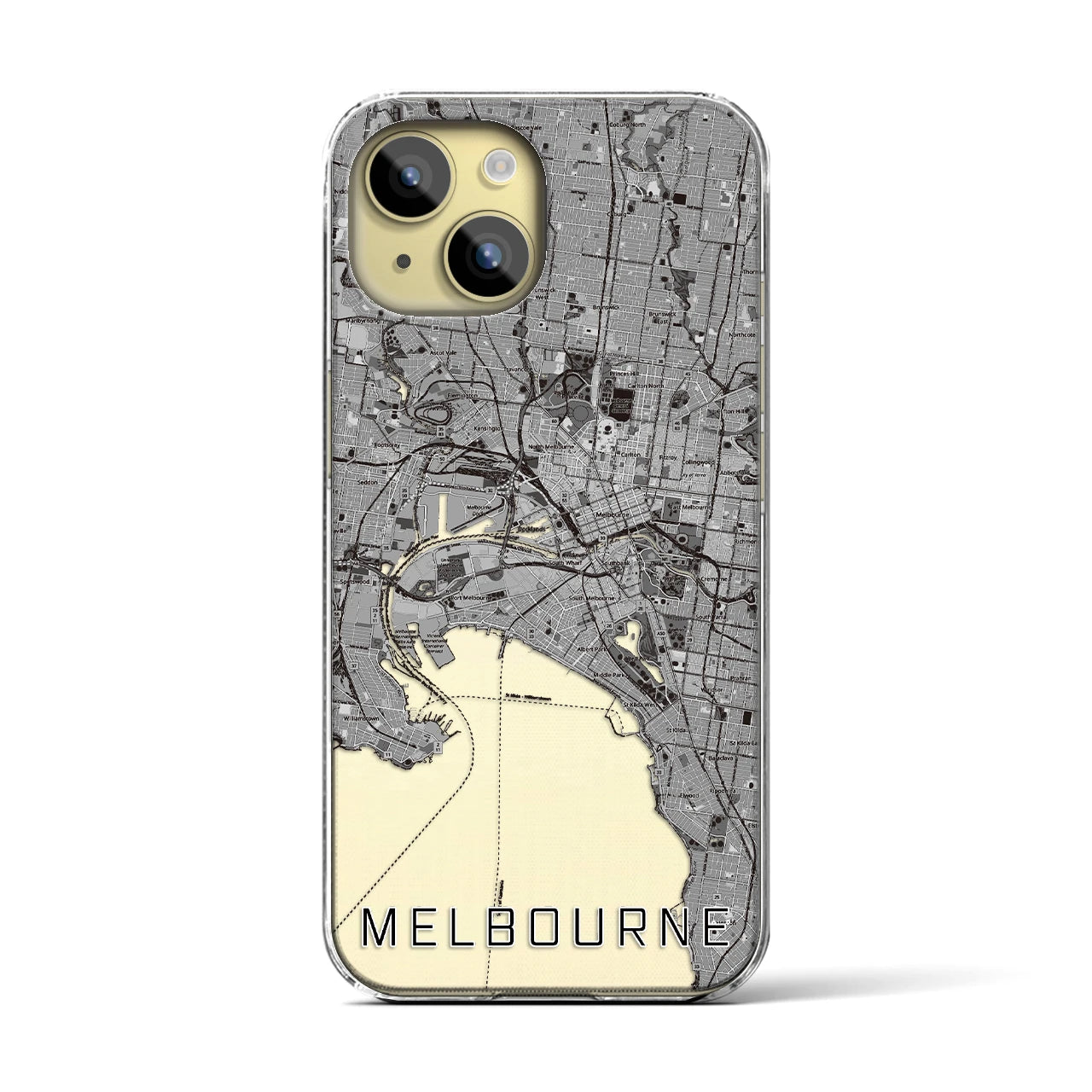 【メルボルン(オーストラリア)】地図柄iPhoneケース(クリアタイプ)