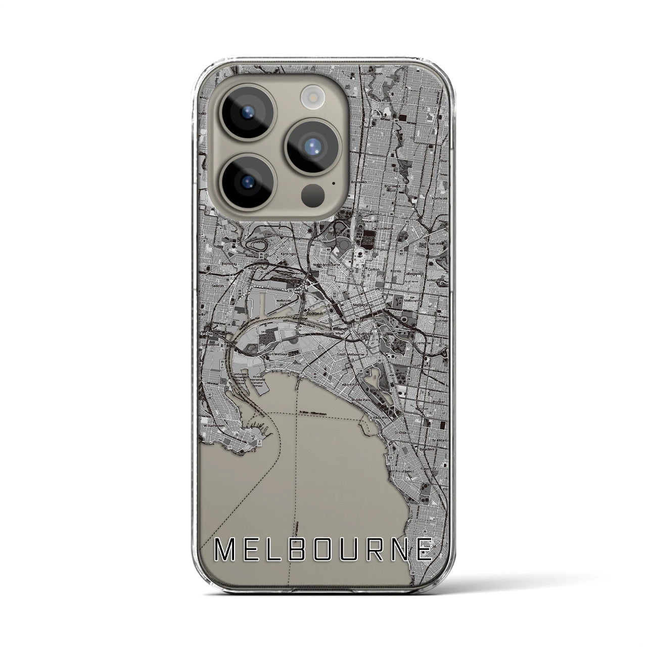 【メルボルン(オーストラリア)】地図柄iPhoneケース(クリアタイプ)