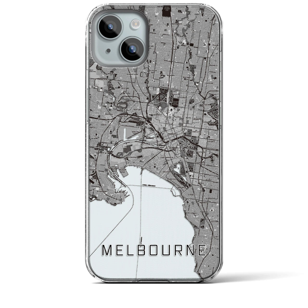 【メルボルン(オーストラリア)】地図柄iPhoneケース(クリアタイプ)