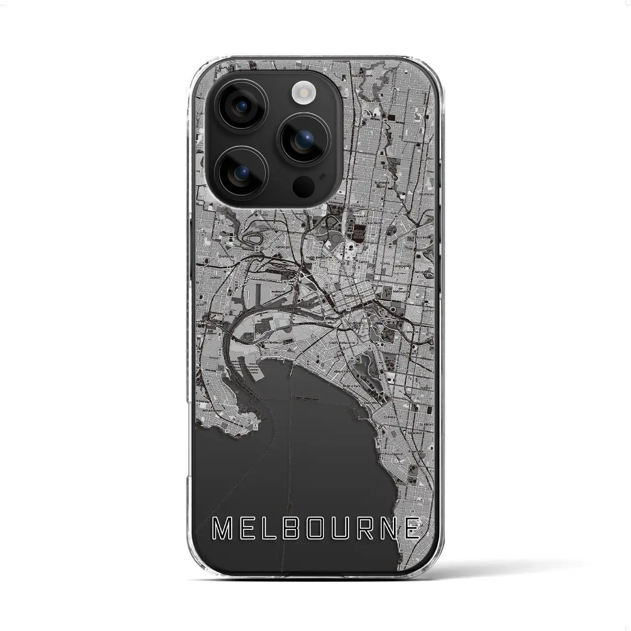 【メルボルン(オーストラリア)】地図柄iPhoneケース(クリアタイプ)