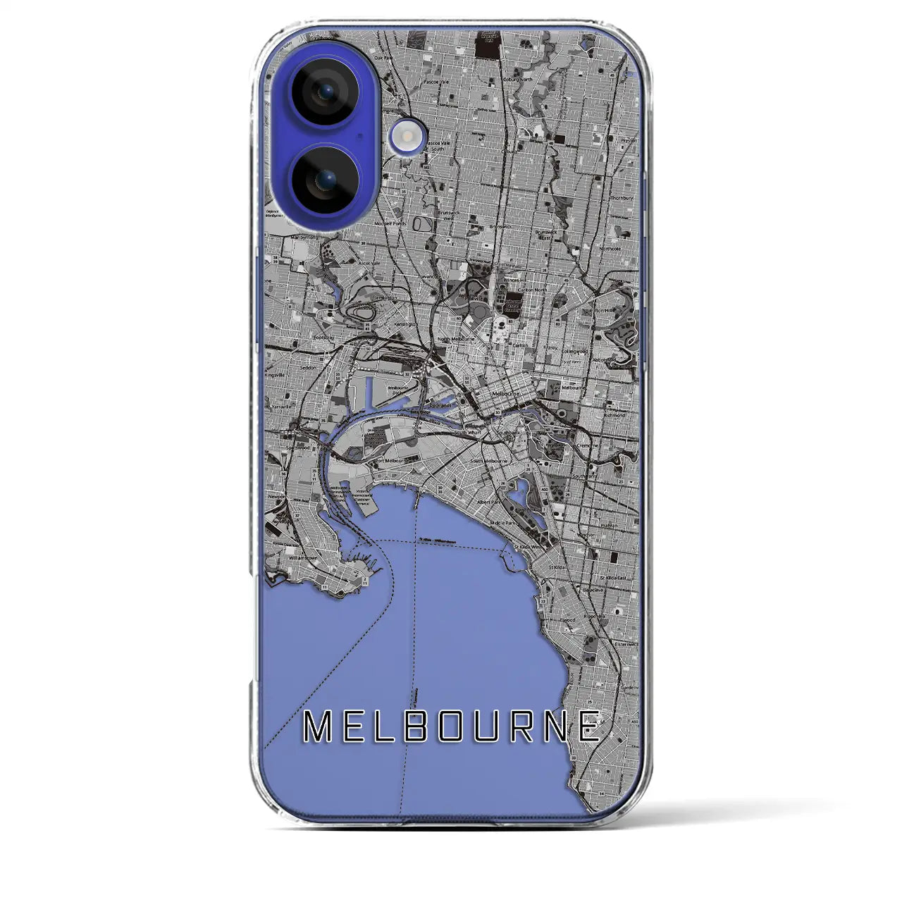 【メルボルン(オーストラリア)】地図柄iPhoneケース(クリアタイプ)