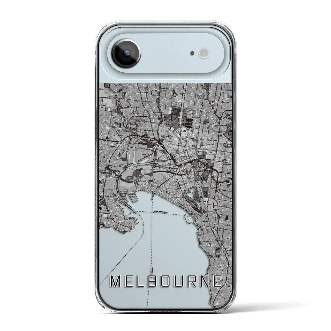【メルボルン(オーストラリア)】地図柄iPhoneケース(クリアタイプ)モノトーン・iPhone 17 Pro Max 用