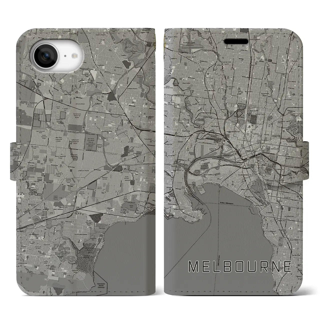 【メルボルン(オーストラリア)】地図柄iPhoneケース(手帳タイプ)