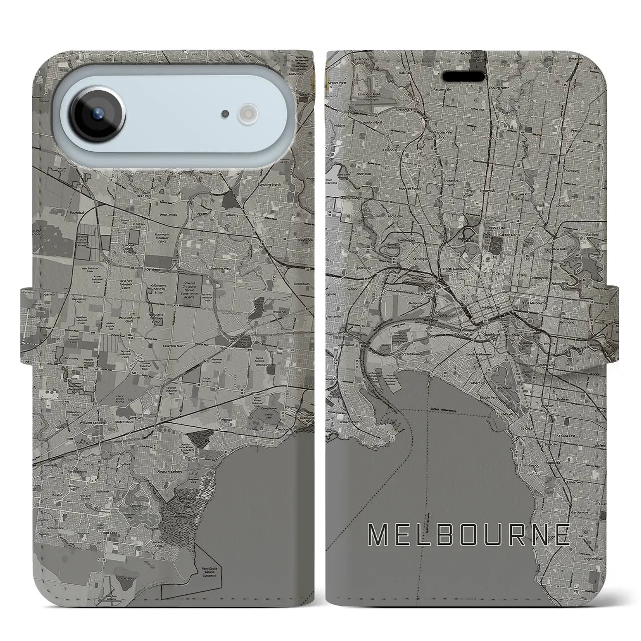 【メルボルン(オーストラリア)】地図柄iPhoneケース(手帳タイプ)