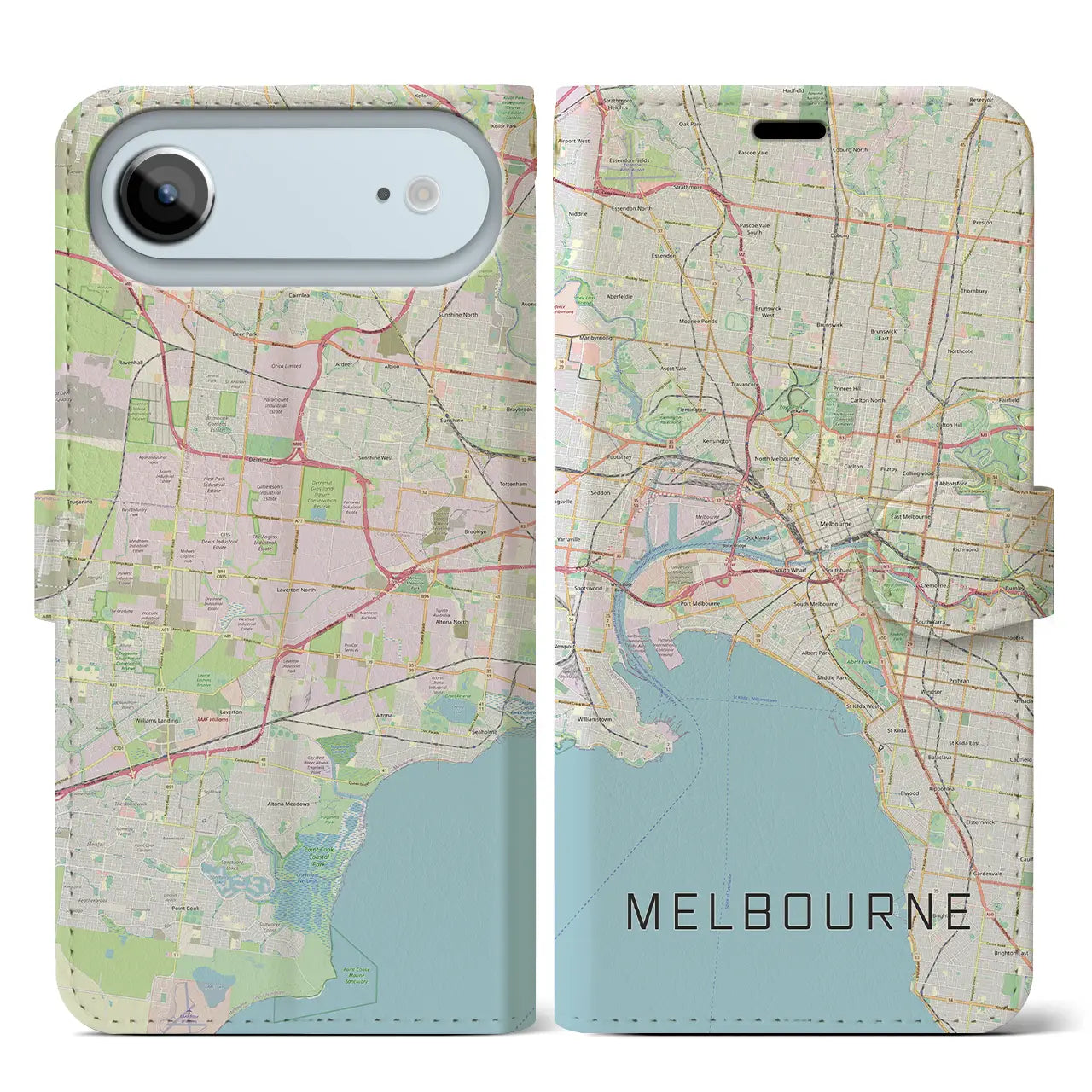 【メルボルン(オーストラリア)】地図柄iPhoneケース(手帳タイプ)