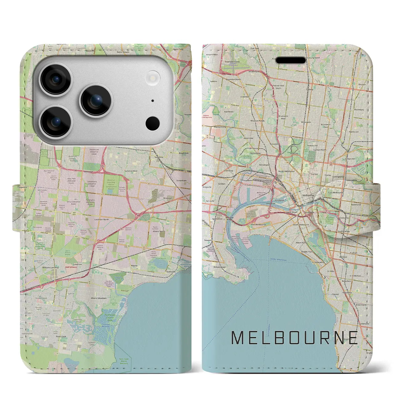 【メルボルン(オーストラリア)】地図柄iPhoneケース(手帳タイプ)