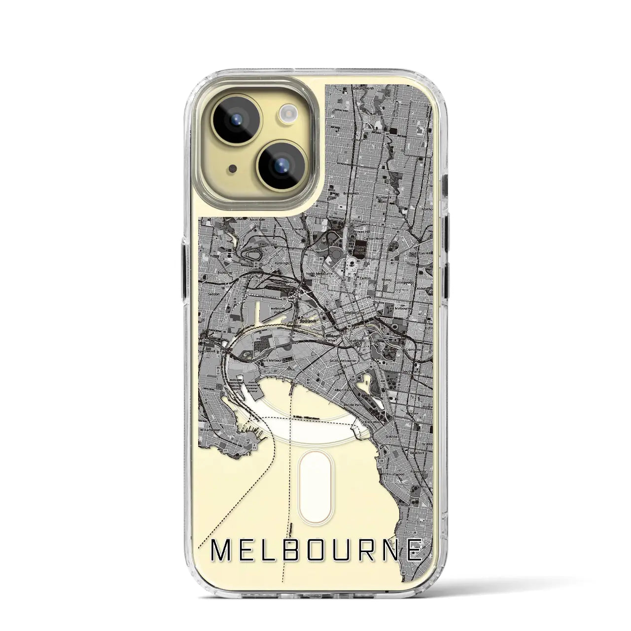 【メルボルン(オーストラリア)】地図柄iPhoneケース(MagSafeタイプ)