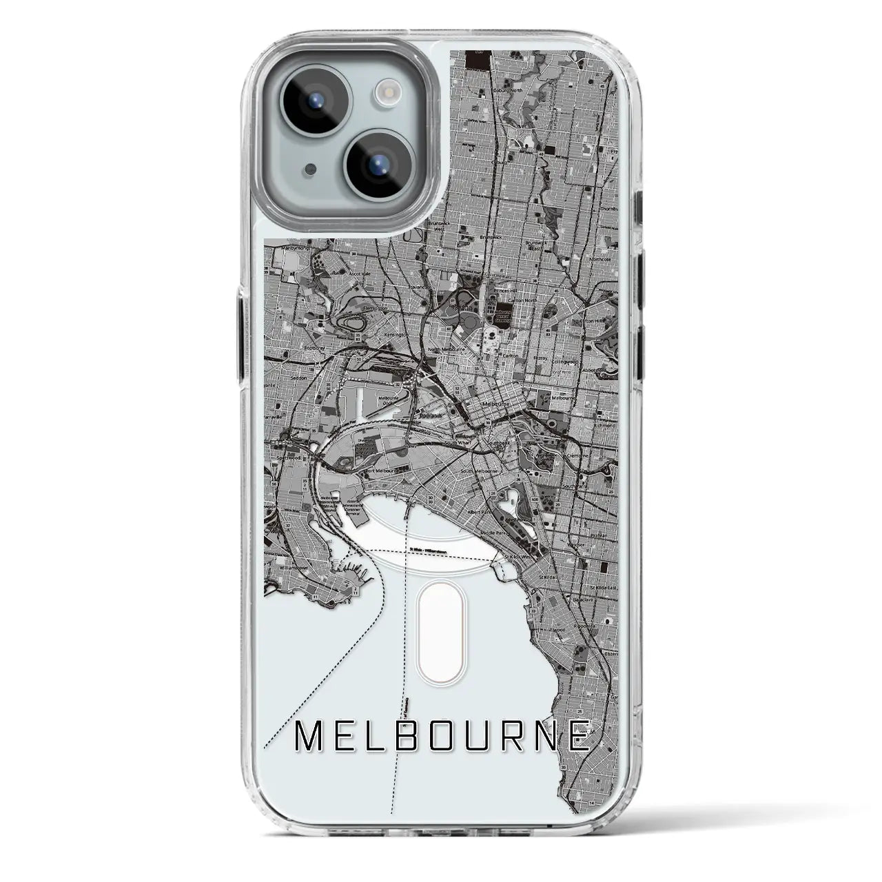 【メルボルン(オーストラリア)】地図柄iPhoneケース(MagSafeタイプ)