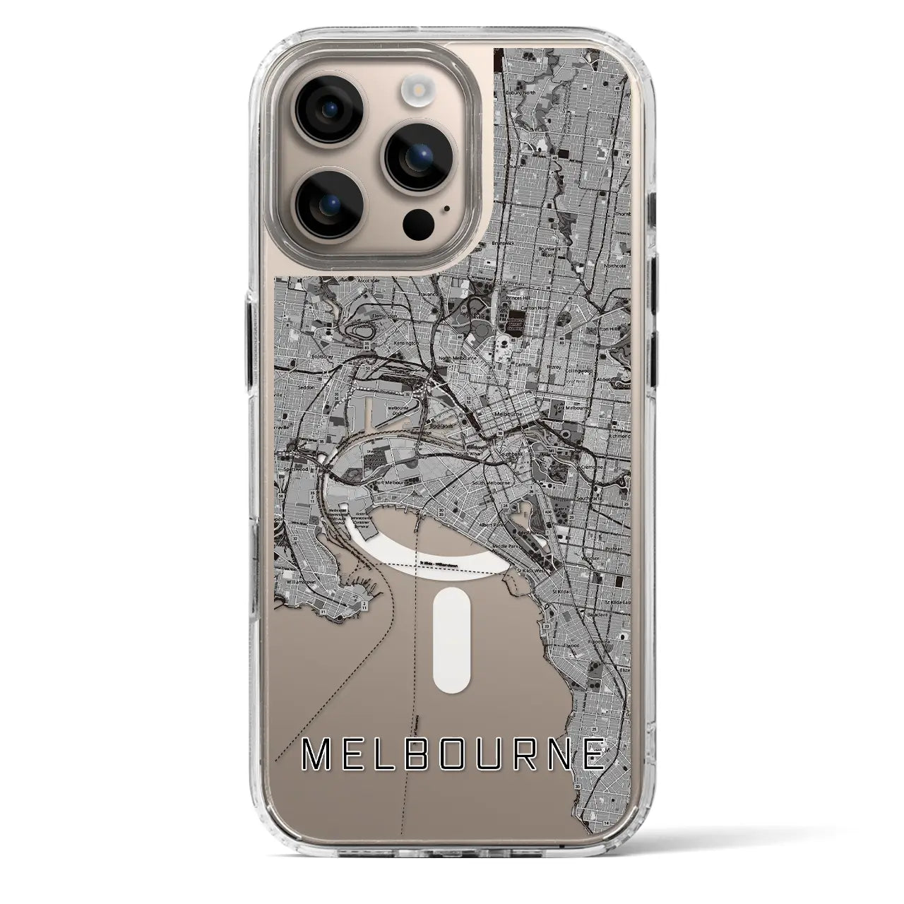 【メルボルン(オーストラリア)】地図柄iPhoneケース(MagSafeタイプ)