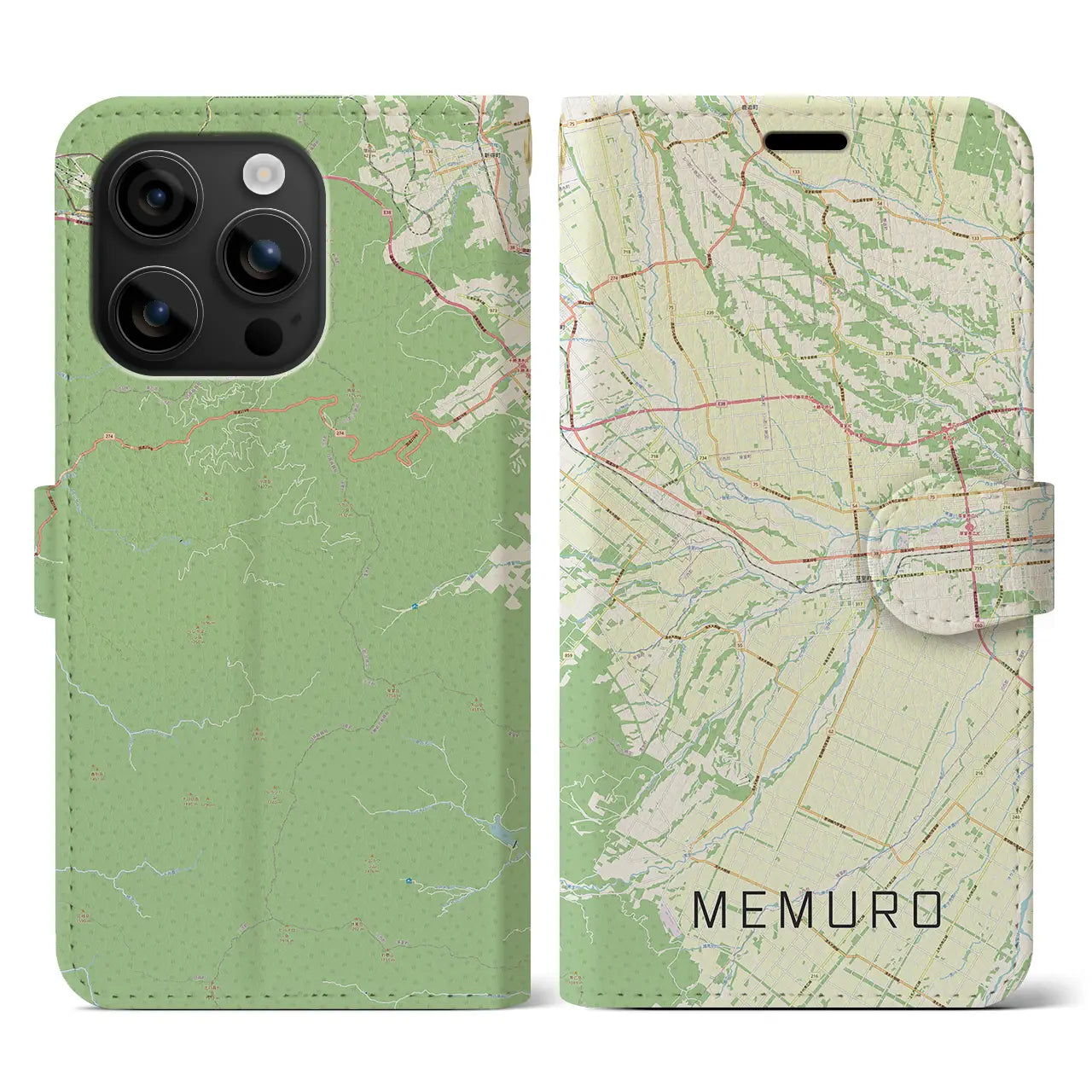 【芽室(北海道)】地図柄iPhoneケース(手帳タイプ)ナチュラル・iPhone 16 用