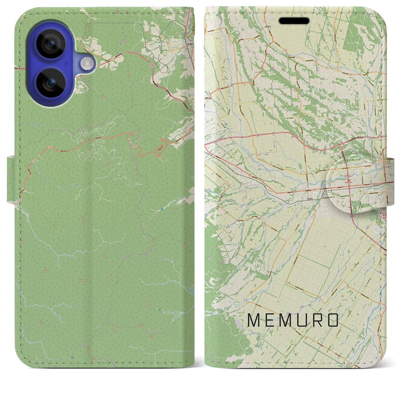 【芽室(北海道)】地図柄iPhoneケース(手帳タイプ)ナチュラル・iPhone 16 Pro Max 用