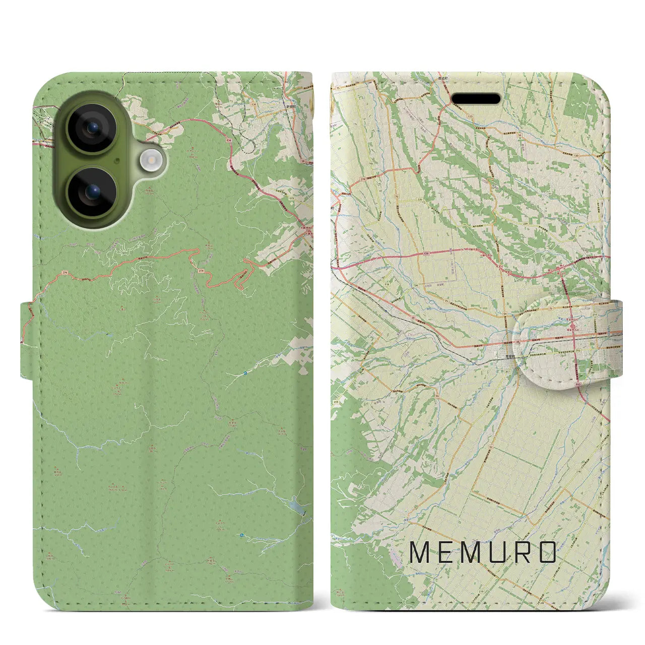 【芽室(北海道)】地図柄iPhoneケース(手帳タイプ)モノトーン・iPhone 17 Pro Max 用