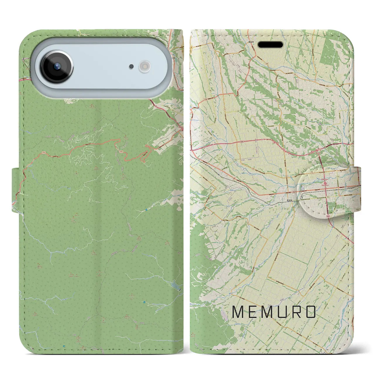 【芽室(北海道)】地図柄iPhoneケース(手帳タイプ)ナチュラル・iPhone 17 Pro Max 用