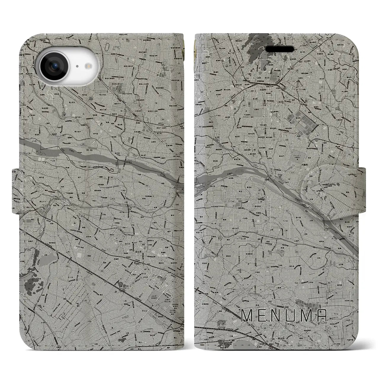 【妻沼(埼玉県)】地図柄iPhoneケース(手帳タイプ)