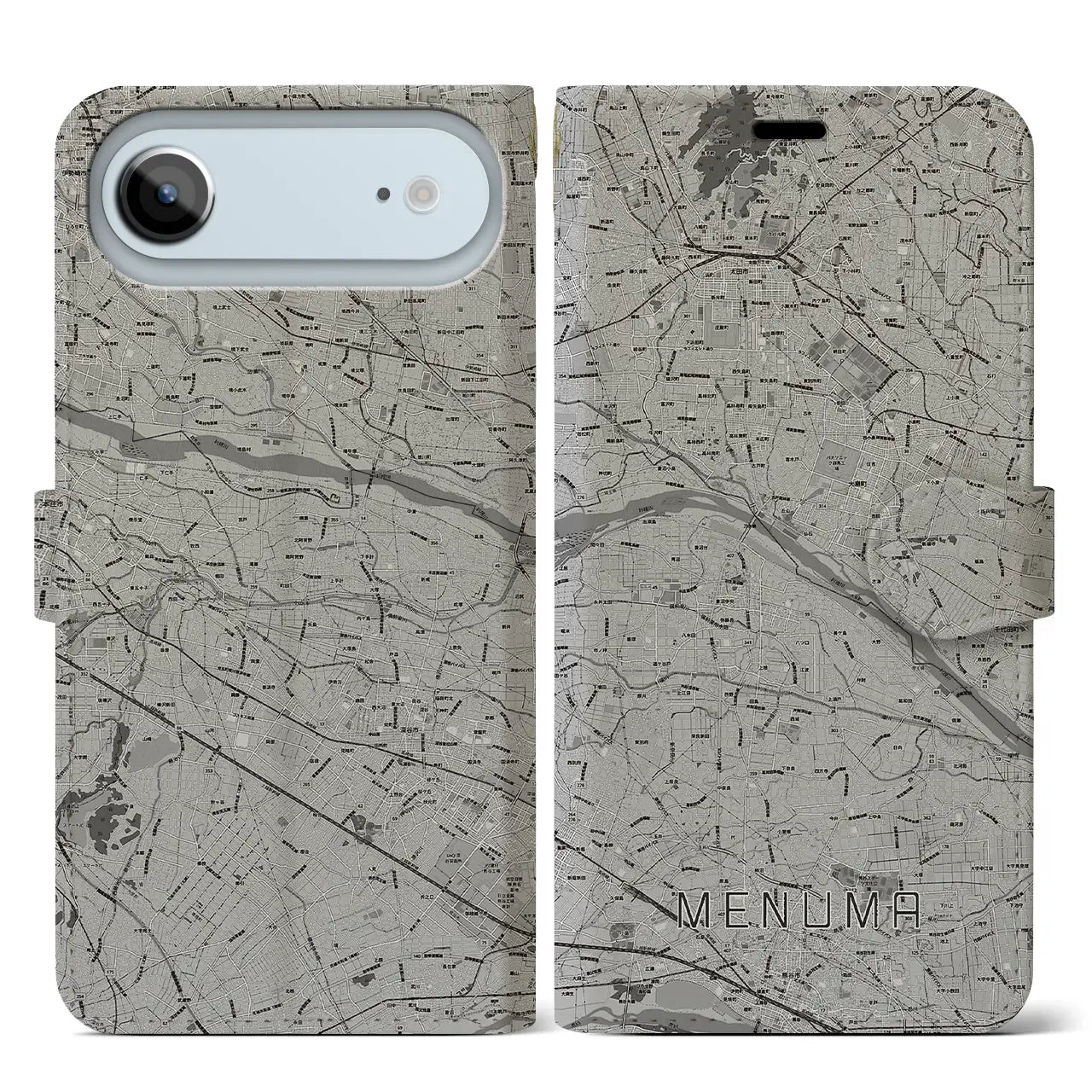 【妻沼(埼玉県)】地図柄iPhoneケース(手帳タイプ)