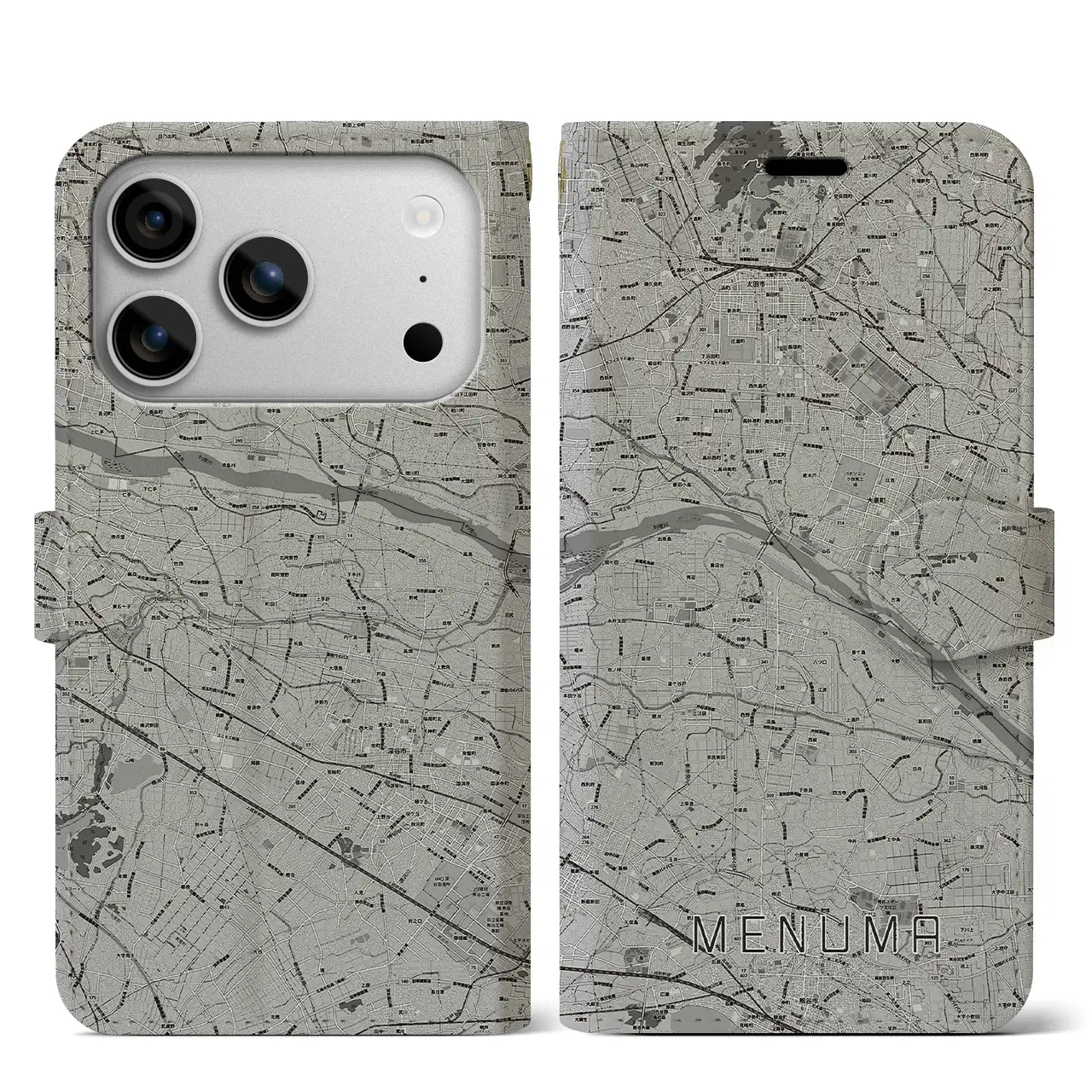 【妻沼(埼玉県)】地図柄iPhoneケース(手帳タイプ)