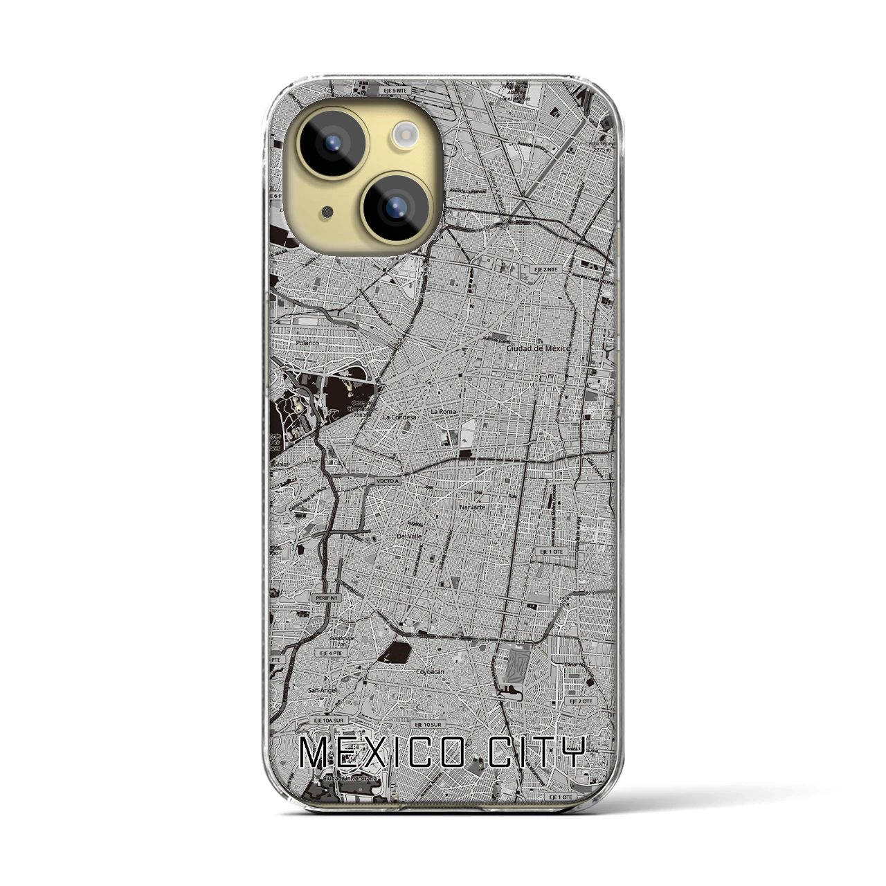 【メキシコシティ(メキシコ)】地図柄iPhoneケース(クリアタイプ)