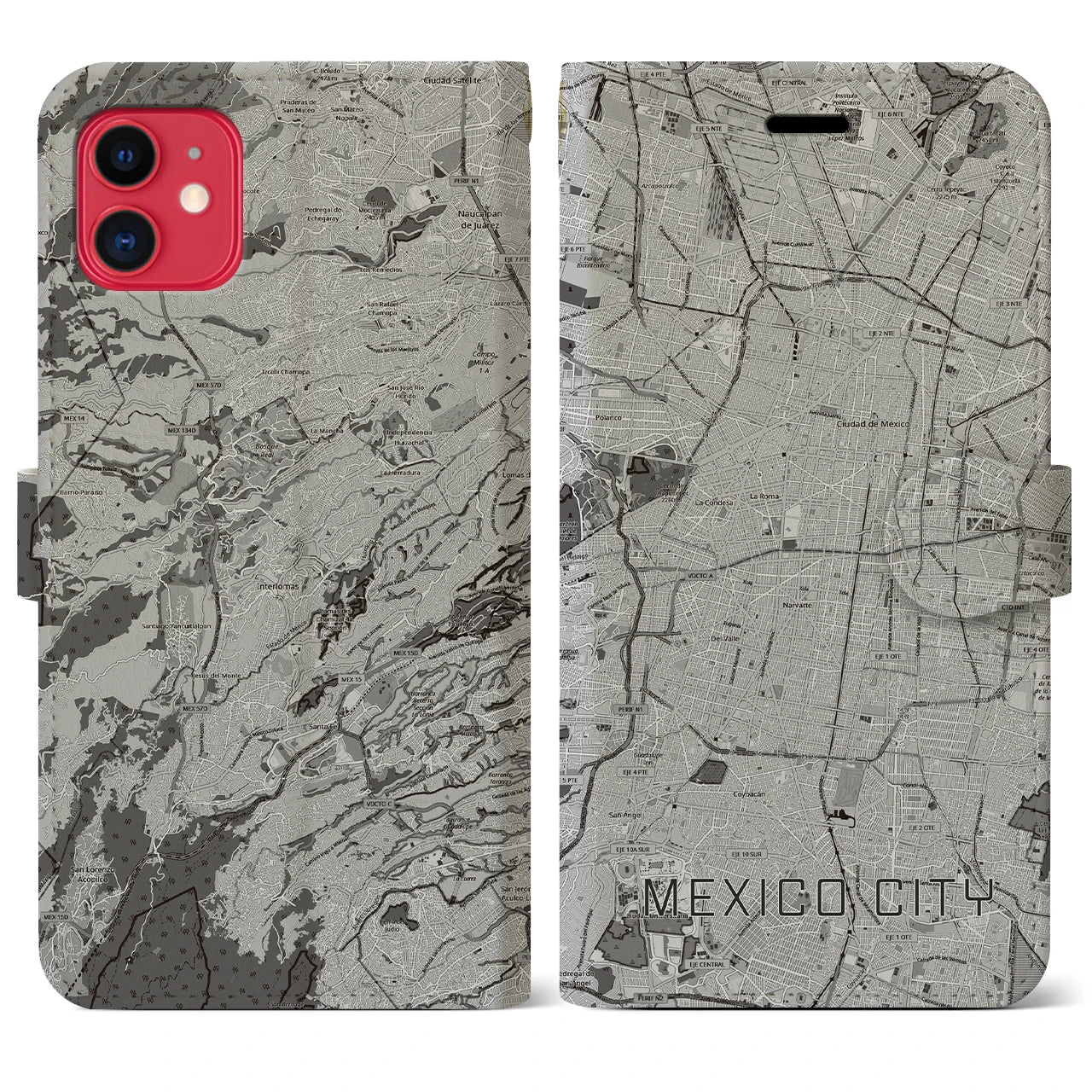 【メキシコシティ(メキシコ)】地図柄iPhoneケース(手帳タイプ)