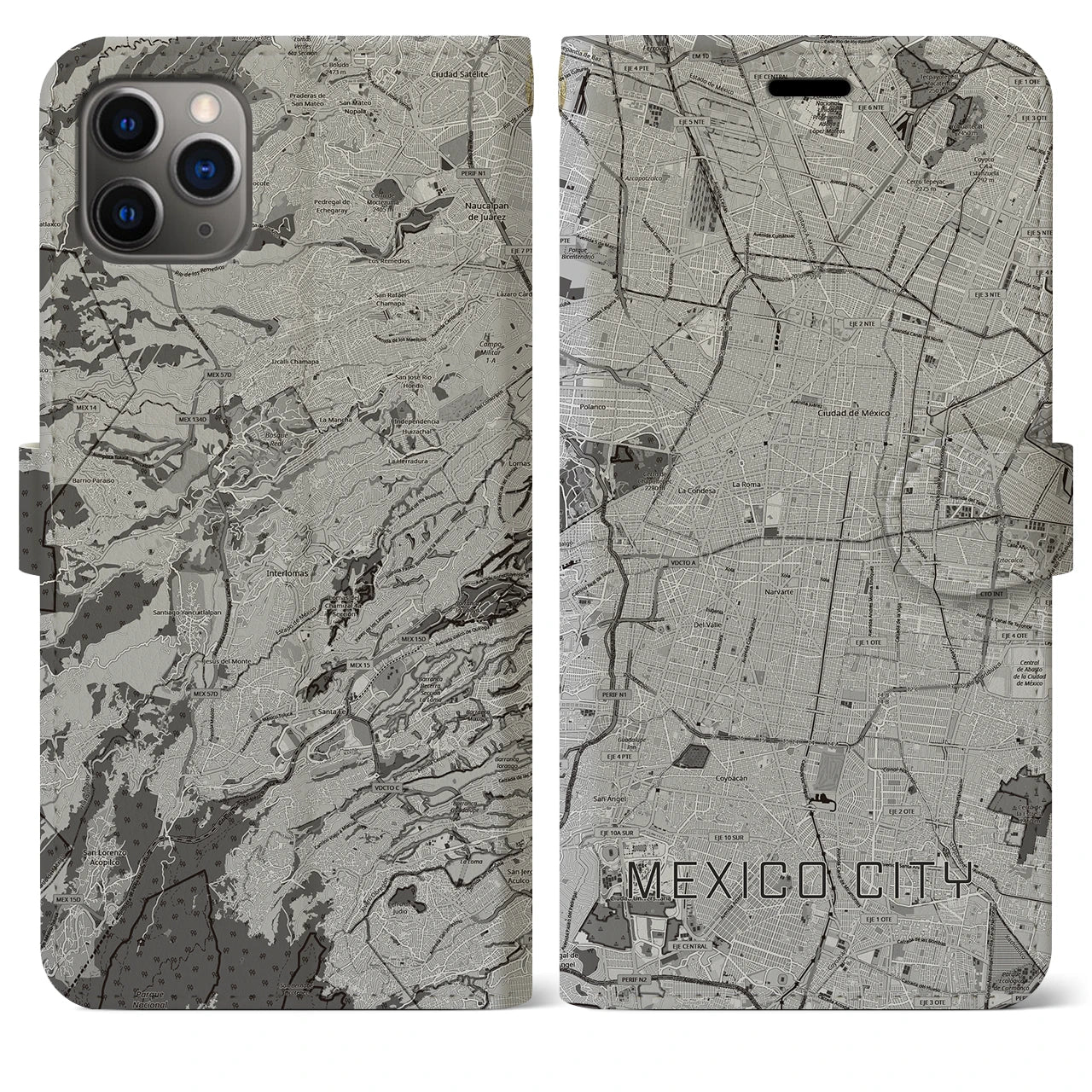 【メキシコシティ(メキシコ)】地図柄iPhoneケース(手帳タイプ)