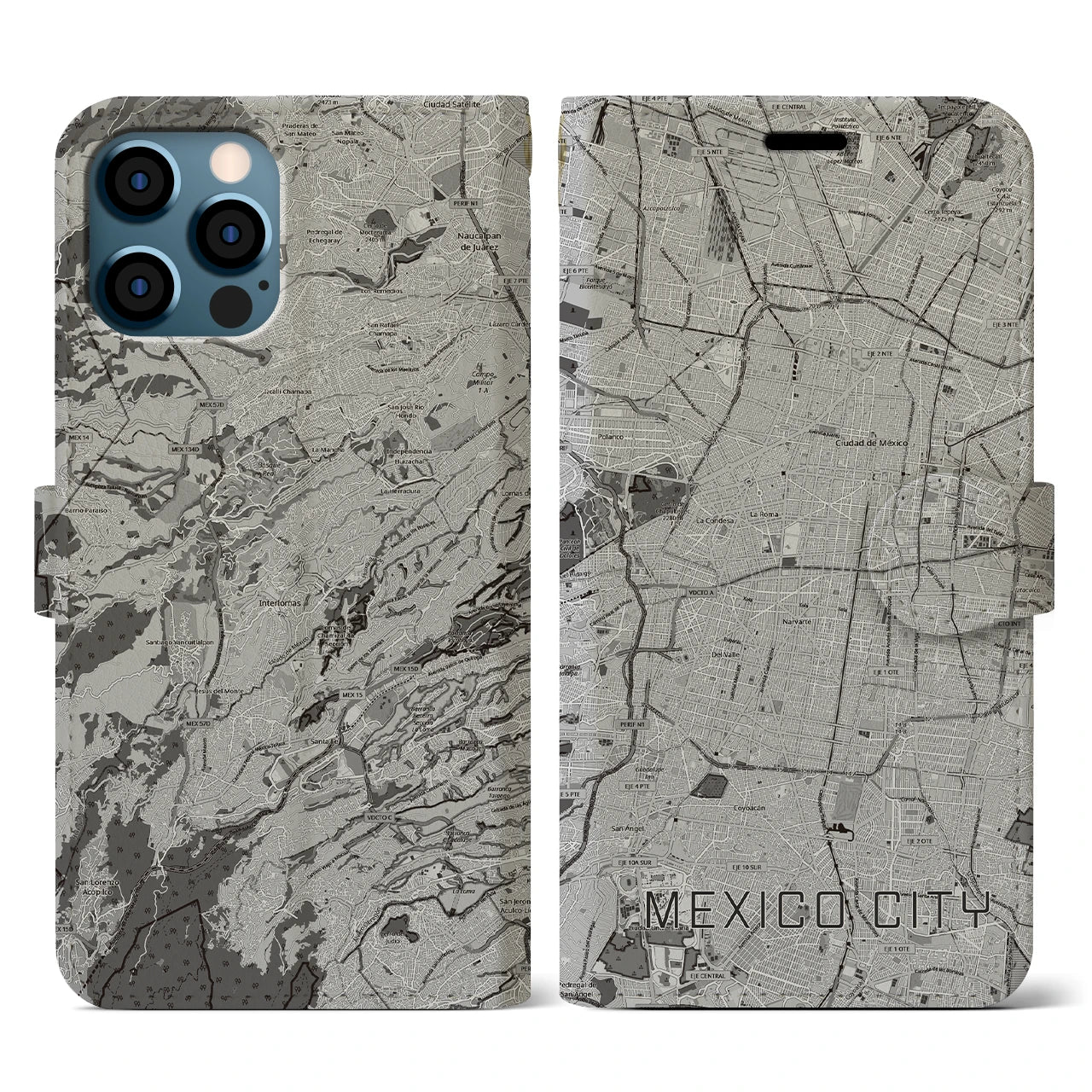 【メキシコシティ(メキシコ)】地図柄iPhoneケース(手帳タイプ)