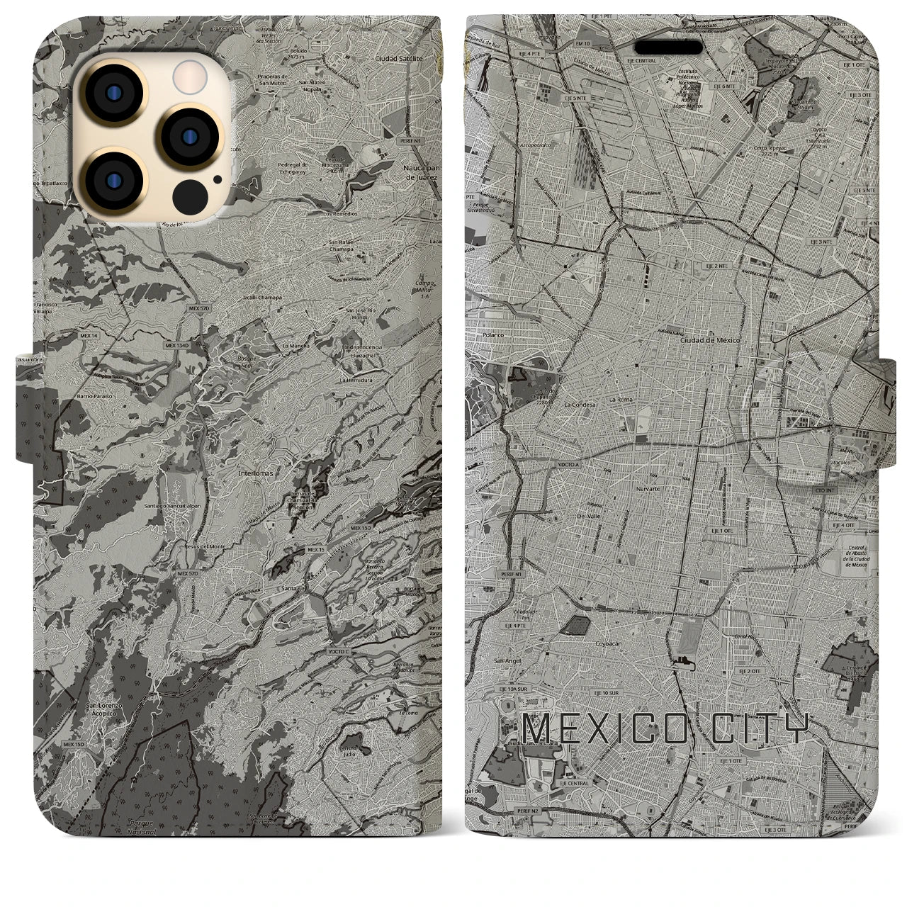 【メキシコシティ(メキシコ)】地図柄iPhoneケース(手帳タイプ)